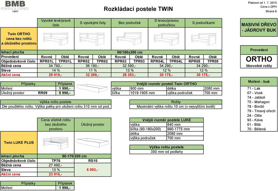 Úložný prostor RR09 5 990,- šířka 1019-1905 mm výška područek 700 mm Výška roštu postele Dle použitého roštu. Výška patky pro uložení roštu 310 mm od pod.