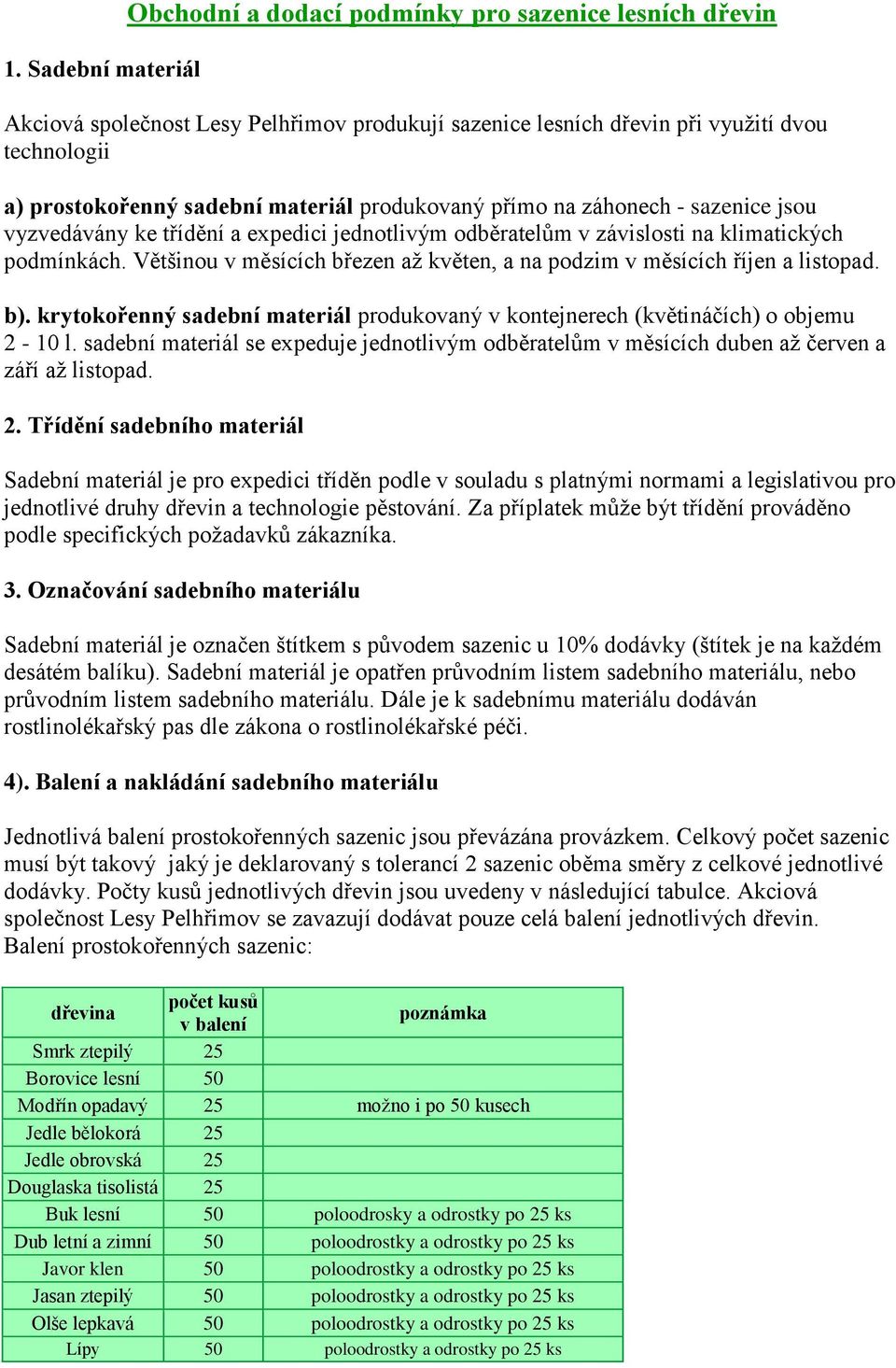 Většinou v měsících březen až květen, a na podzim v měsících říjen a listopad. b). krytokořenný sadební materiál produkovaný v kontejnerech (květináčích) o objemu 2-10 l.