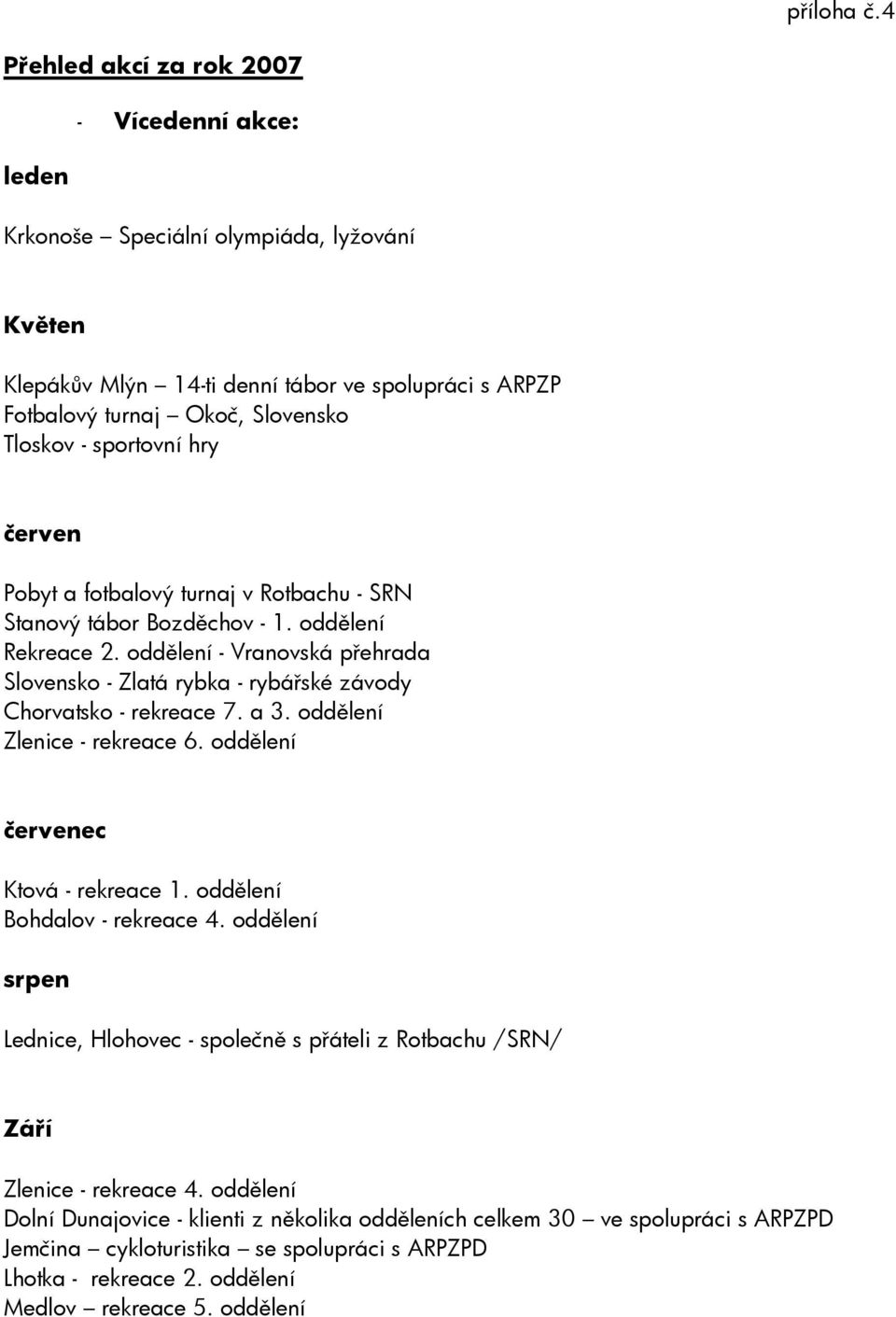 sportovní hry červen Pobyt a fotbalový turnaj v Rotbachu - SRN Stanový tábor Bozděchov - 1. oddělení Rekreace 2.