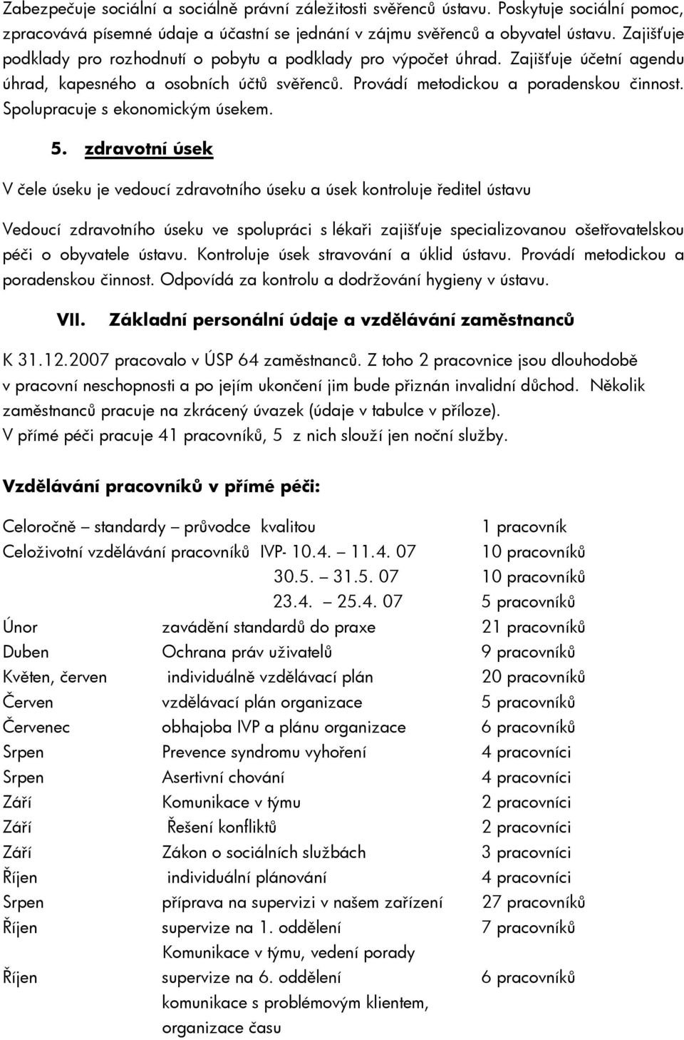 Spolupracuje s ekonomickým úsekem. 5.