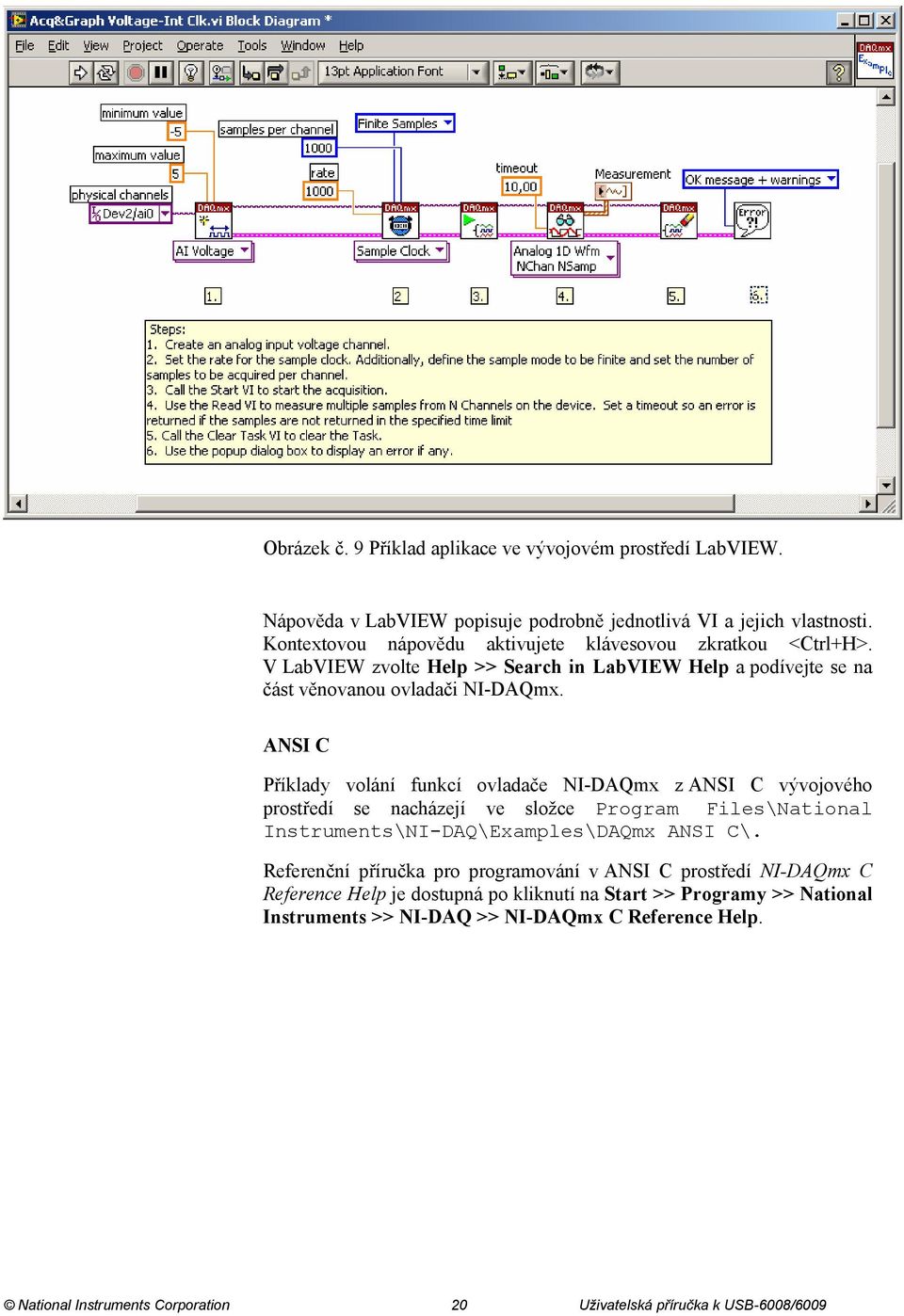 ANSI C Příklady volání funkcí ovladače NI-DAQmx z ANSI C vývojového prostředí se nacházejí ve složce Program Files\National Instruments\NI-DAQ\Examples\DAQmx ANSI C\.