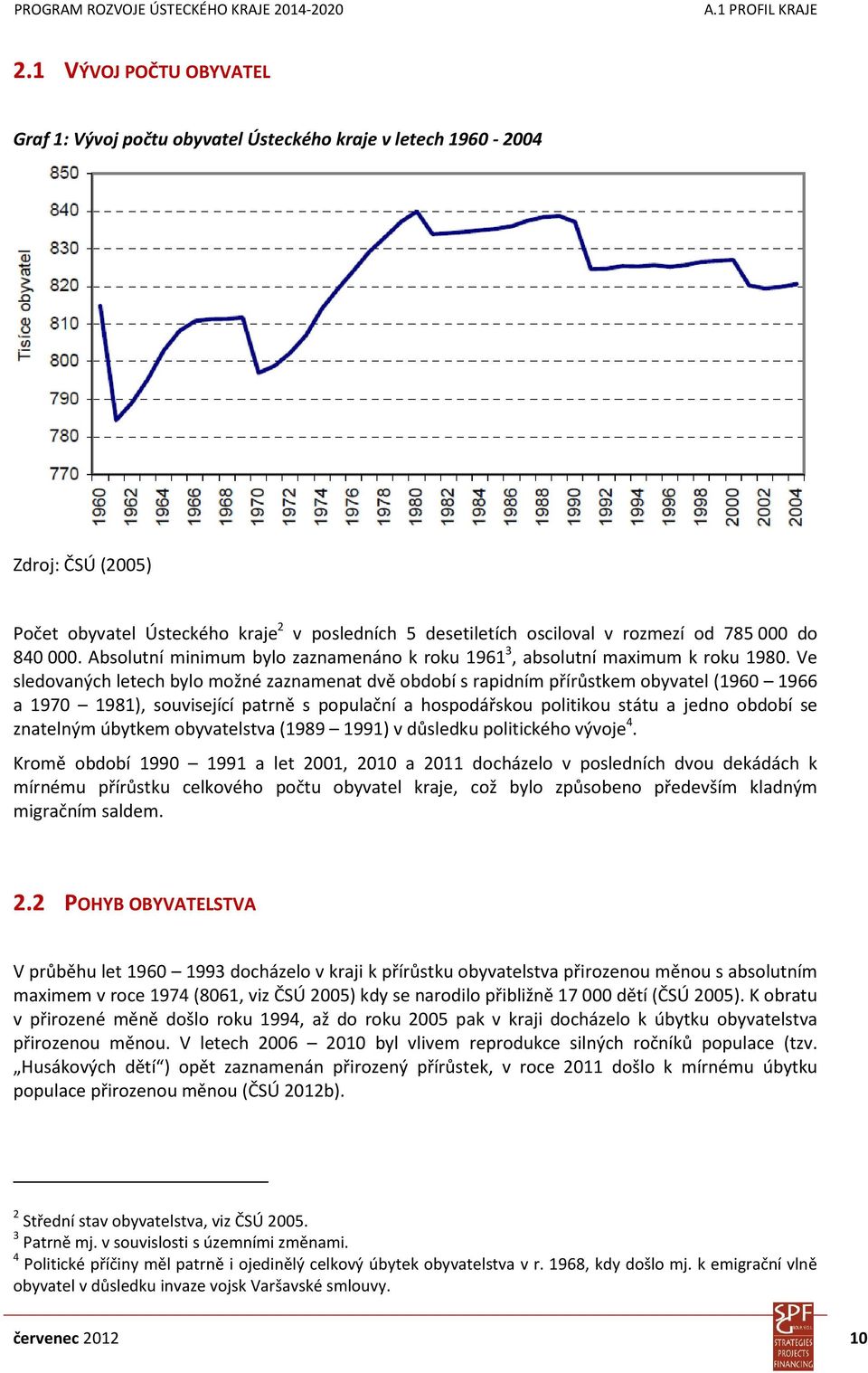 Ve sledovaných letech bylo možné zaznamenat dvě období s rapidním přírůstkem obyvatel (1960 1966 a 1970 1981), související patrně s populační a hospodářskou politikou státu a jedno období se