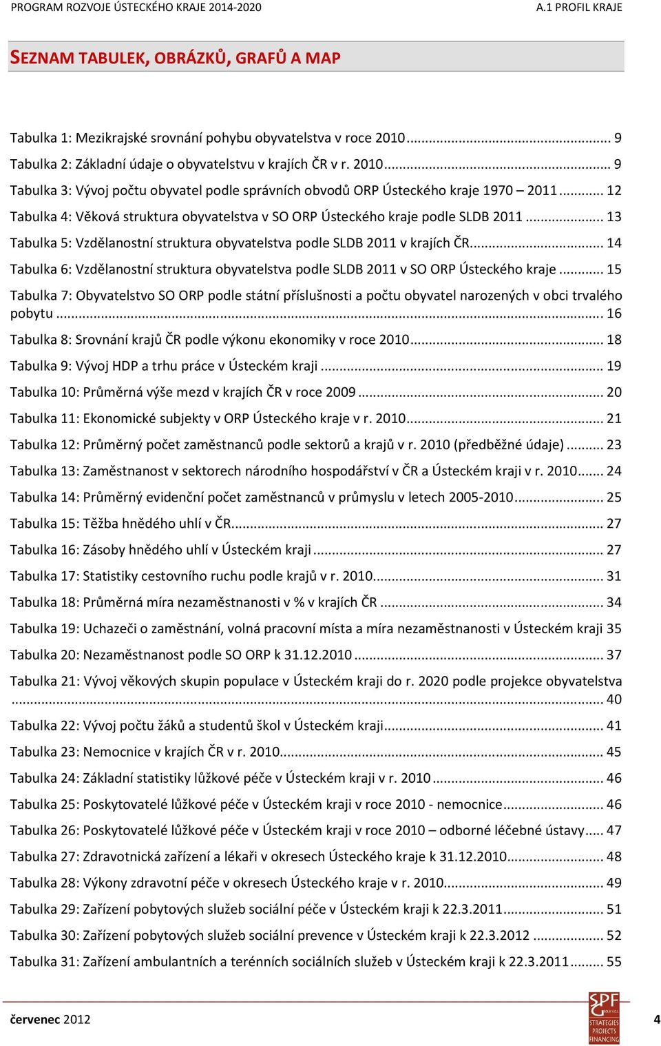 .. 14 Tabulka 6: Vzdělanostní struktura obyvatelstva podle SLDB 2011 v SO ORP Ústeckého kraje.