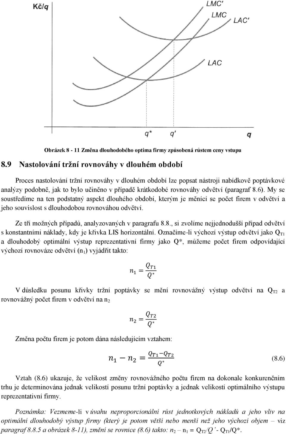 rovnováhy odvětví (paragraf 8.6). My se soustředíme na ten podstatný aspekt dlouhého období, kterým je měnící se počet firem v odvětví a jeho souvislost s dlouhodobou rovnováhou odvětví.