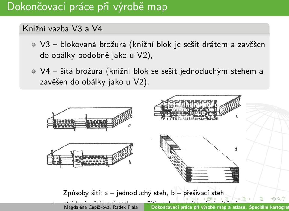 jednoduchým stehem a zavěšen do obálky jako u V2).