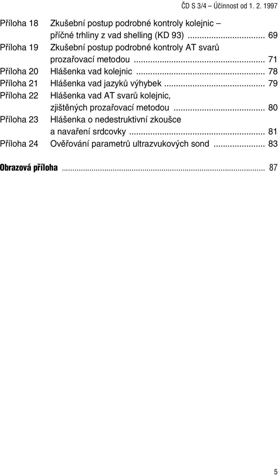 .. 78 Příloha 21 Hlášenka vad jazyků výhybek... 79 Příloha 22 Hlášenka vad AT svarů kolejnic, zjištěných prozařovací metodou.