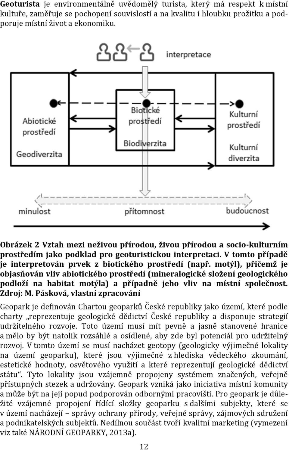 motýl), přičemž je objasňován vliv abiotického prostředí (mineralogické složení geologického podloží na habitat motýla) a případně jeho vliv na místní společnost. Zdroj: M.