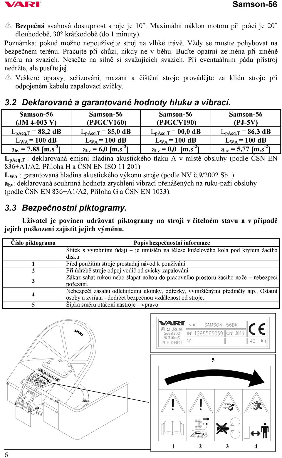 Při eventuálním pádu přístroj nedržte, ale pusťte jej. Veškeré opravy, seřizování, mazání a čištění stroje provádějte za klidu stroje při odpojeném kabelu zapalovací svíčky. 3.