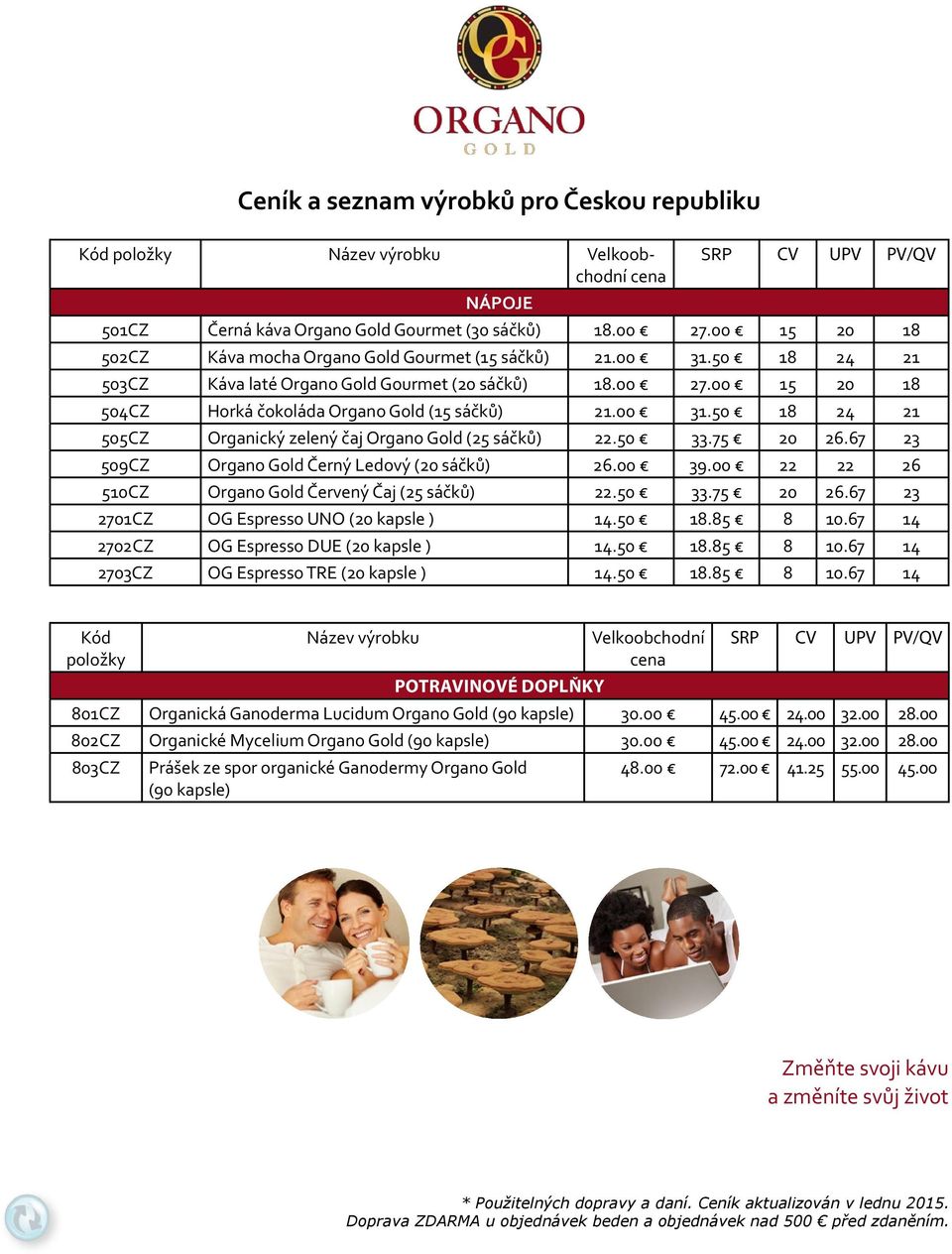 00 31.50 18 24 21 505CZ Organický zelený čaj Organo Gold (25 sáčků) 22.50 33.75 20 26.67 23 509CZ Organo Gold Černý Ledový (20 sáčků) 26.00 39.00 22 22 26 510CZ Organo Gold Červený Čaj (25 sáčků) 22.