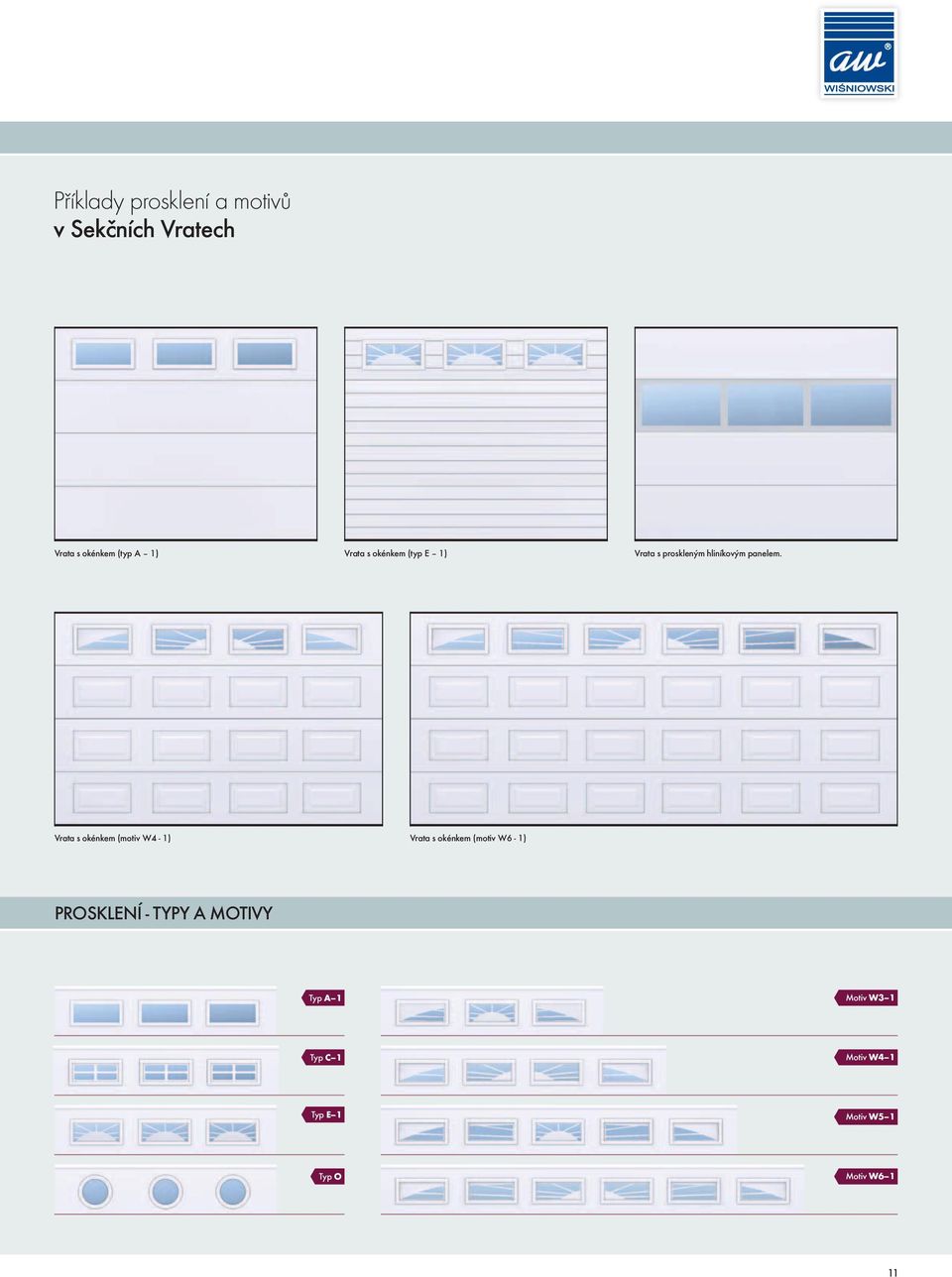 Vrata s okénkem (motiv W4-1) Vrata s okénkem (motiv W6-1) PROSKLENÍ - TYPY