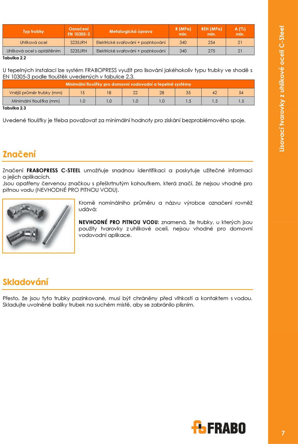 2 U tepelných instalací lze systém FRABOPRESS využít pro lisování jakéhokoliv typu trubky ve shodě s EN 1030