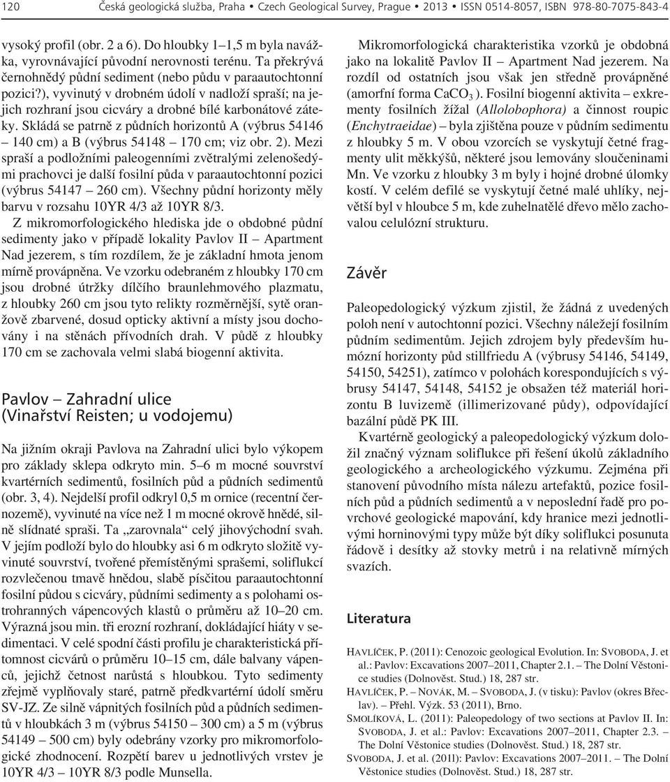 Skládá se patrně z půdních horizontů A (výbrus 54146 140 cm) a B (výbrus 54148 170 cm; viz obr. 2).