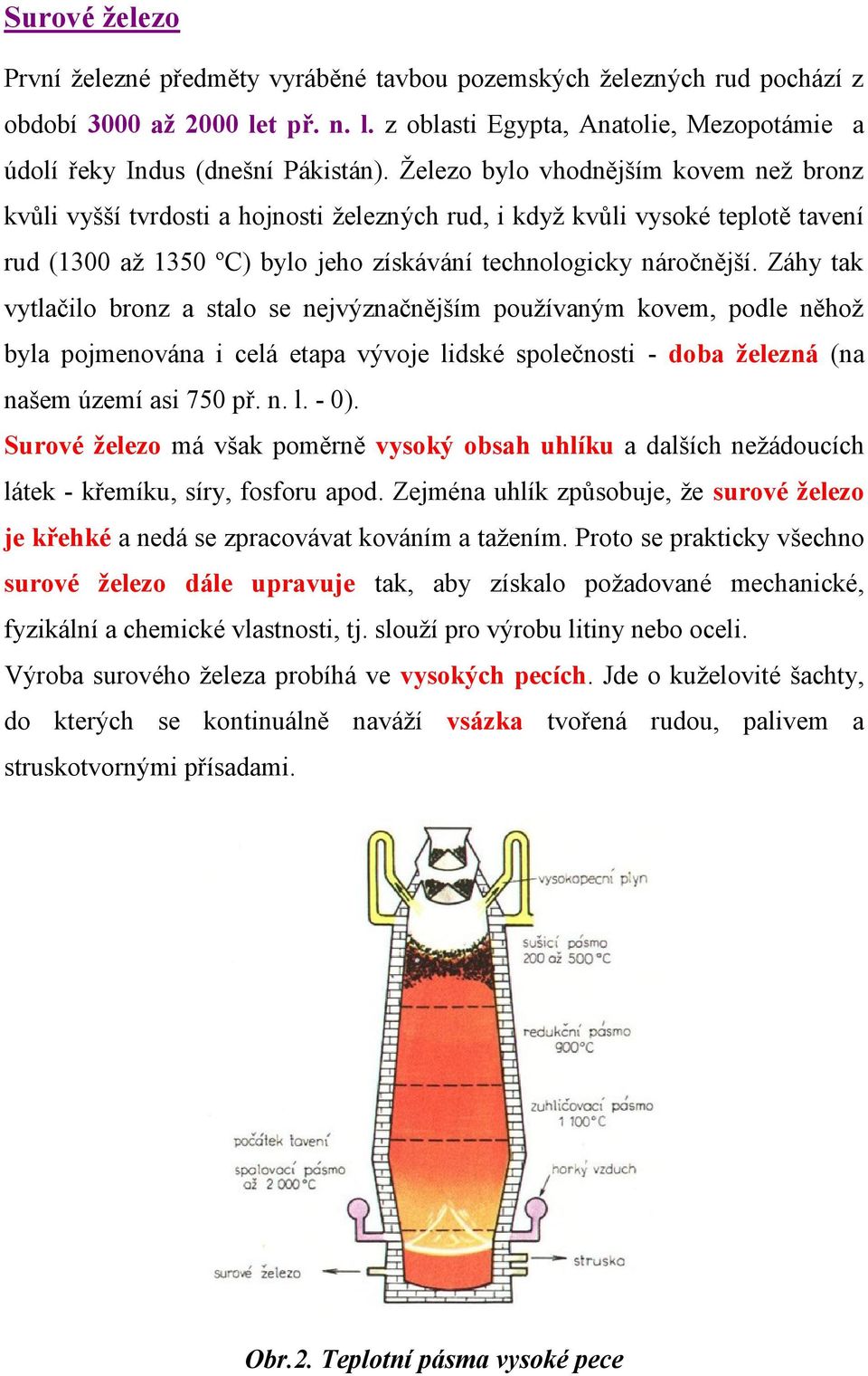 Záhy tak vytlačilo bronz a stalo se nejvýznačnějším používaným kovem, podle něhož byla pojmenována i celá etapa vývoje lidské společnosti - doba železná (na našem území asi 750 př. n. l. - 0).