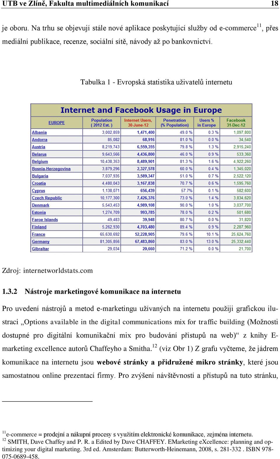 Tabulka 1 - Evropská statistika uţivatelů internetu Zdroj: internetworldstats.com 1.3.