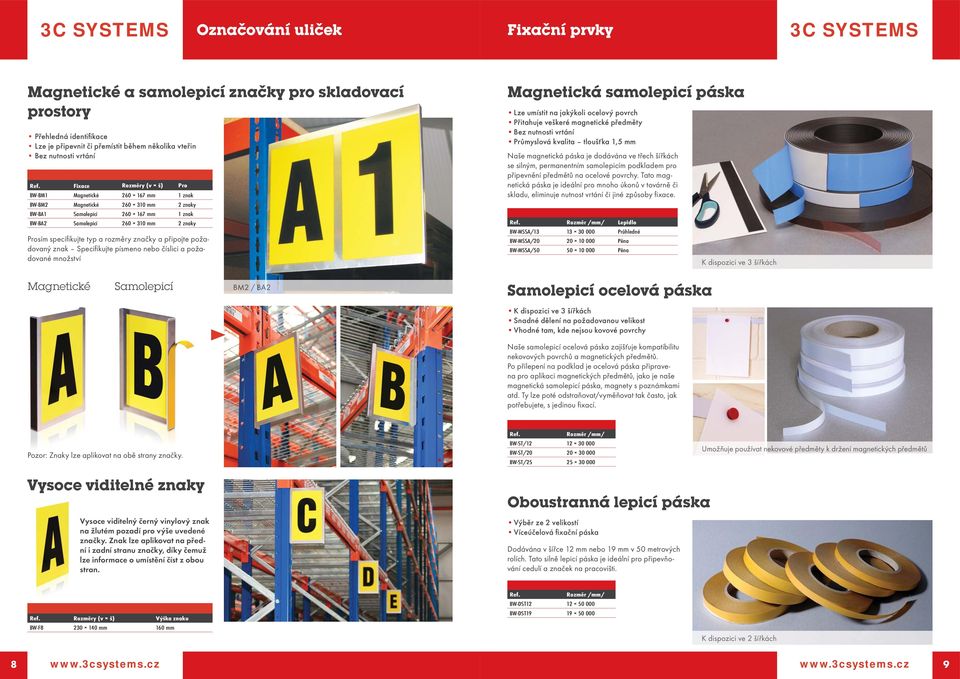 požadovaný znak Specifi kujte písmeno nebo číslici a požadované množství Magnetické Samolepicí BM BM2 / BA 2 Magnetická samolepicí páska Lze umístit na jakýkoli ocelový povrch Přitahuje veškeré