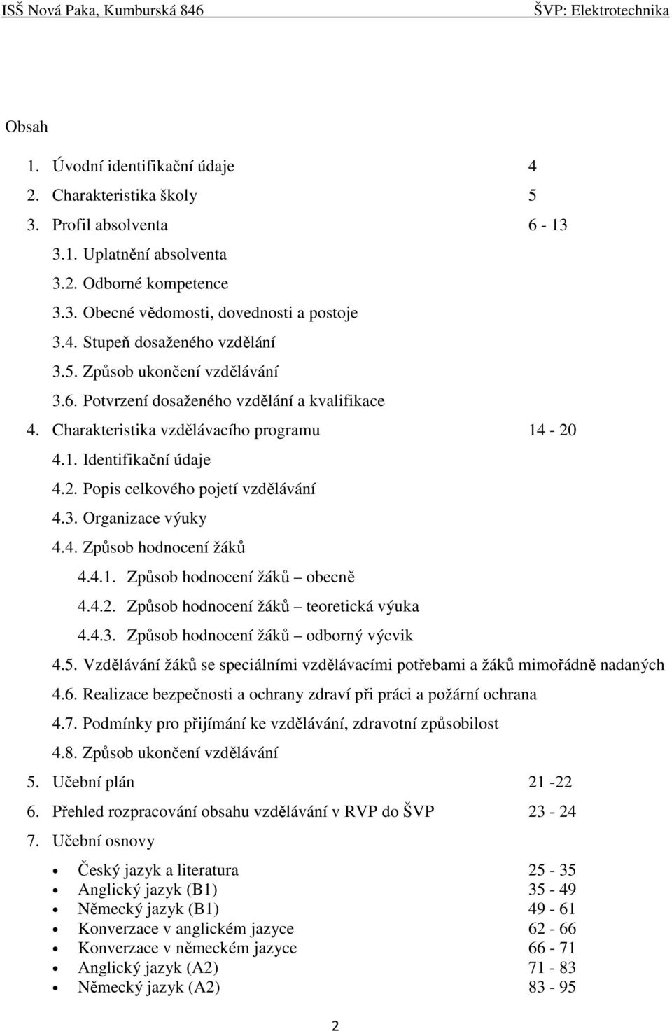 4. Způsob hodnocení žáků 4.4.1. Způsob hodnocení žáků obecně 4.4.2. Způsob hodnocení žáků teoretická výuka 4.4.3. Způsob hodnocení žáků odborný výcvik 4.5.