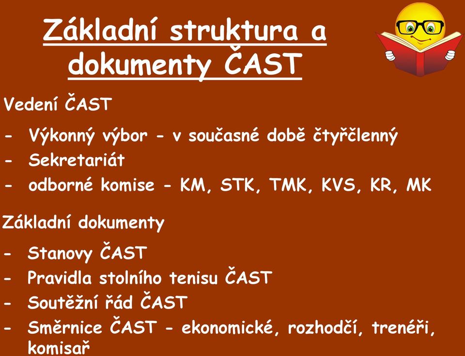 KVS, KR, MK Základní dokumenty - Stanovy ČAST - Pravidla stolního tenisu