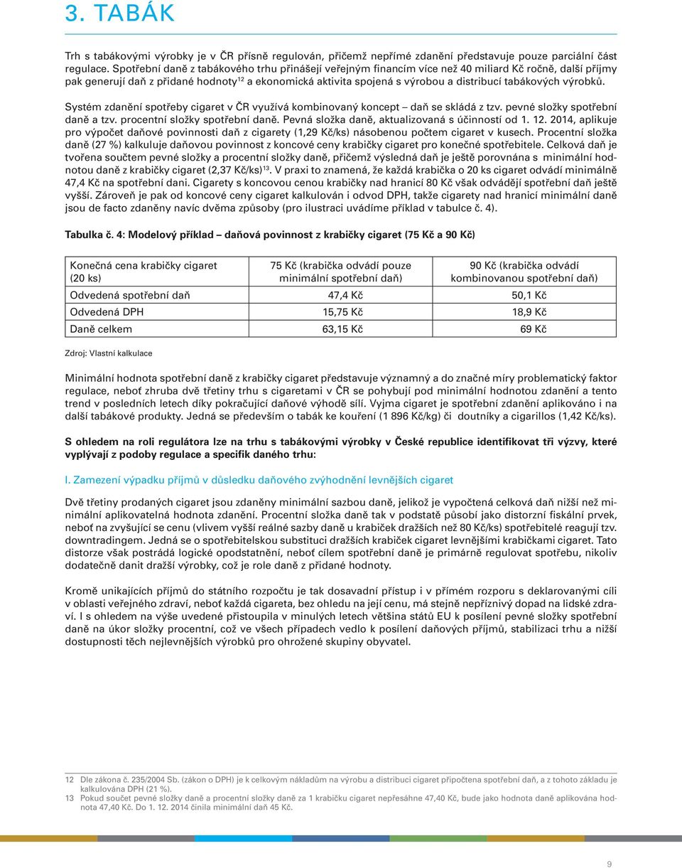 tabákových výrobků. Systém zdanění spotřeby cigaret v ČR využívá kombinovaný koncept daň se skládá z tzv. pevné složky spotřební daně a tzv. procentní složky spotřební daně.
