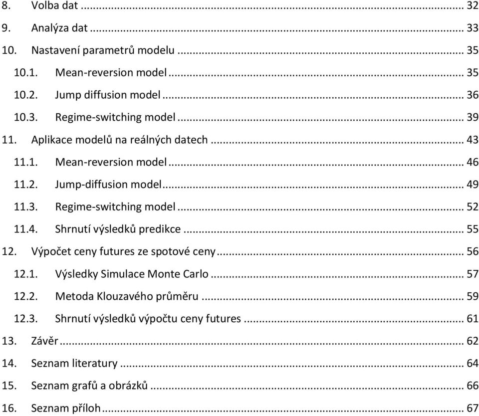 .. 55 12. Výpočet ceny futures ze spotové ceny... 56 12.1. Výsledky Simulace Monte Carlo... 57 12.2. Metoda Klouzavého průměru... 59 12.3.