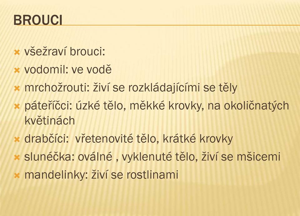 okoličnatých květinách drabčíci: vřetenovité tělo, krátké krovky