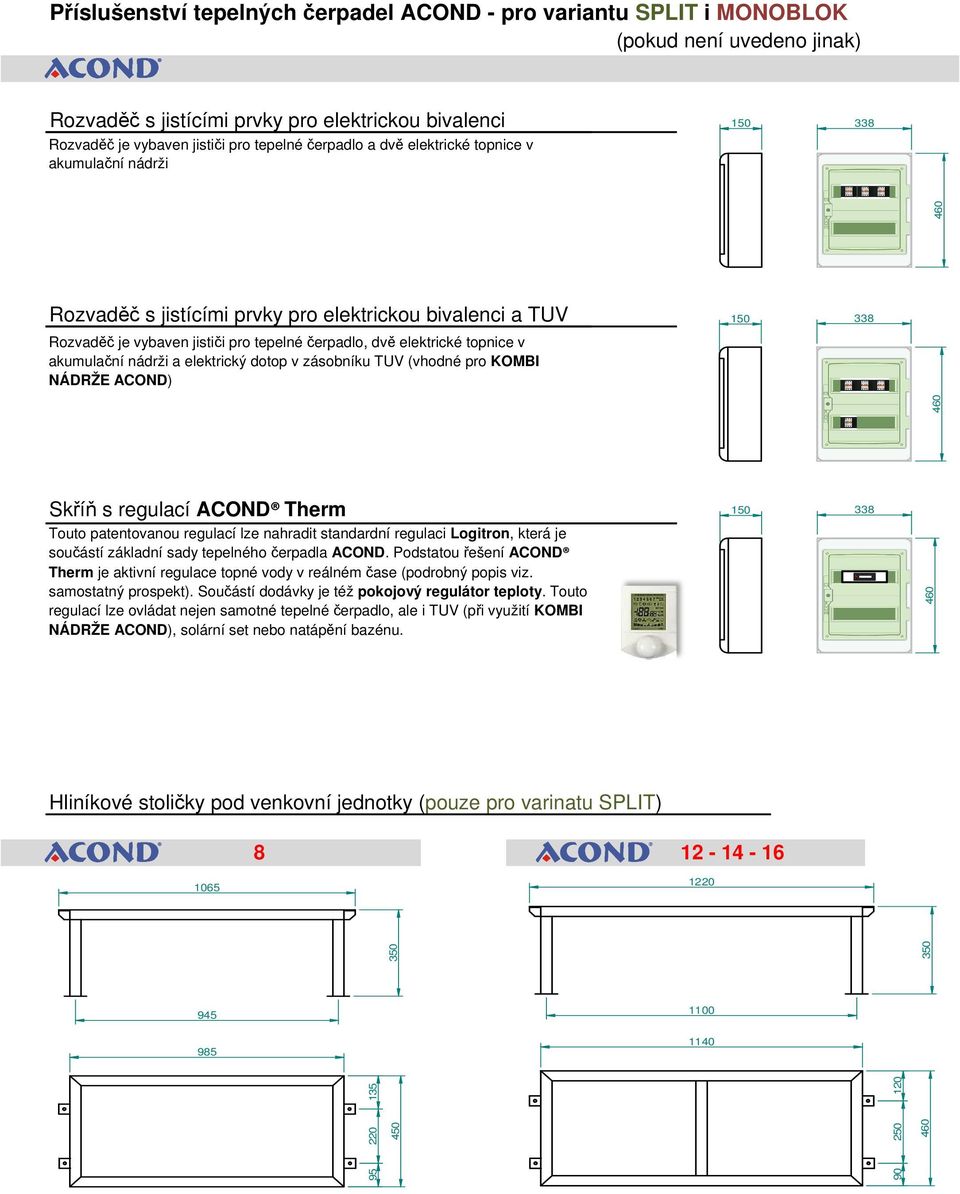 v akumulační nádrži a elektrický dotop v zásobníku TUV (vhodné pro KOMBI NÁDRŽE ACOND) 50 8 Skříň s regulací ACOND Therm Touto patentovanou regulací lze nahradit standardní regulaci Logitron, která