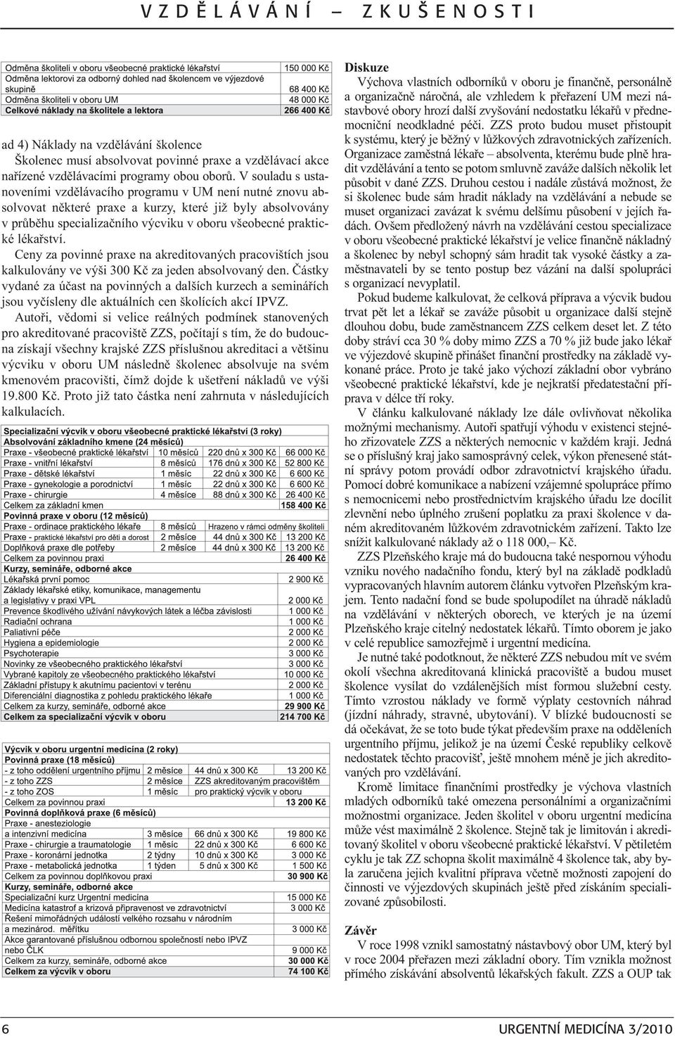 lékaøství. Ceny za povinné praxe na akreditovaných pracovištích jsou kalkulovány ve výši 300 Kè za jeden absolvovaný den.