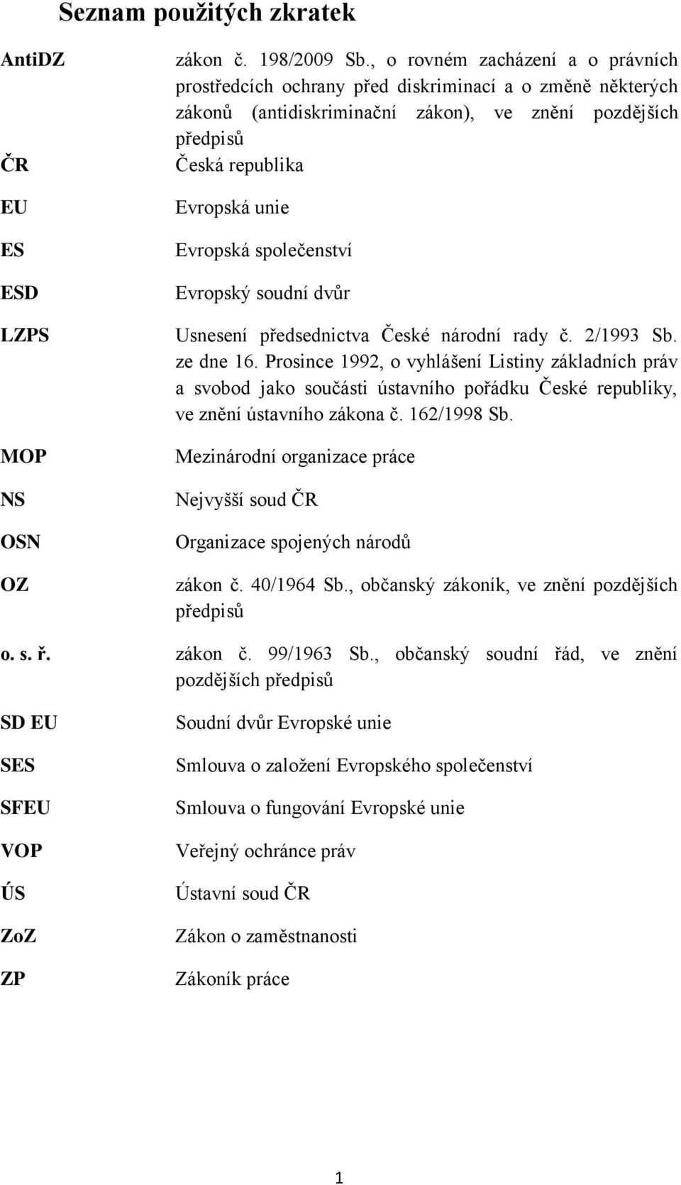 společenství Evropský soudní dvůr Usnesení předsednictva České národní rady č. 2/1993 Sb. ze dne 16.