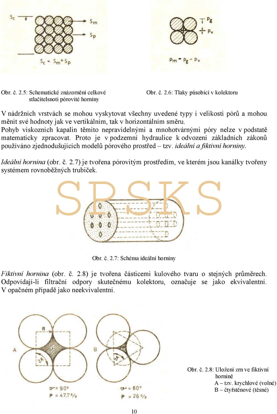 Proto je v podzemní hydraulice k odvození základních zákonů používáno zjednodušujících modelů pórového prostřed tzv. ideální a fiktivní horniny. Ideální hornina (obr. č. 2.