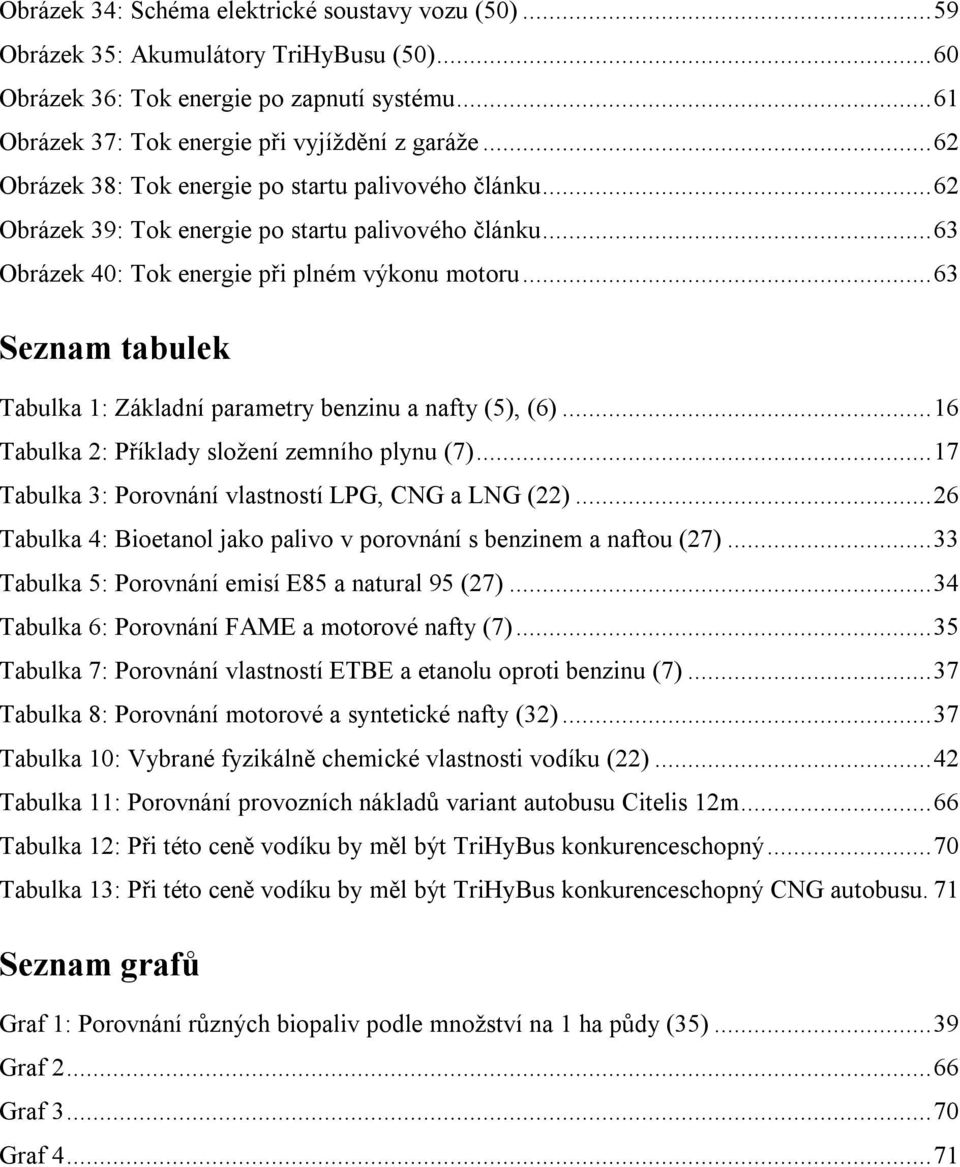 .. 63 Seznam tabulek Tabulka 1: Základní parametry benzinu a nafty (5), (6)... 16 Tabulka 2: Příklady složení zemního plynu (7)... 17 Tabulka 3: Porovnání vlastností LPG, CNG a LNG (22).