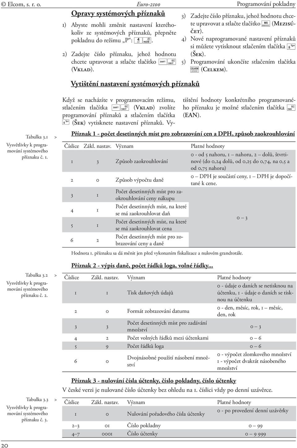 2) Zadejte číslo příznaku, jehož hodnotu chcete upravovat a stlačte tlačítko (Vklad).