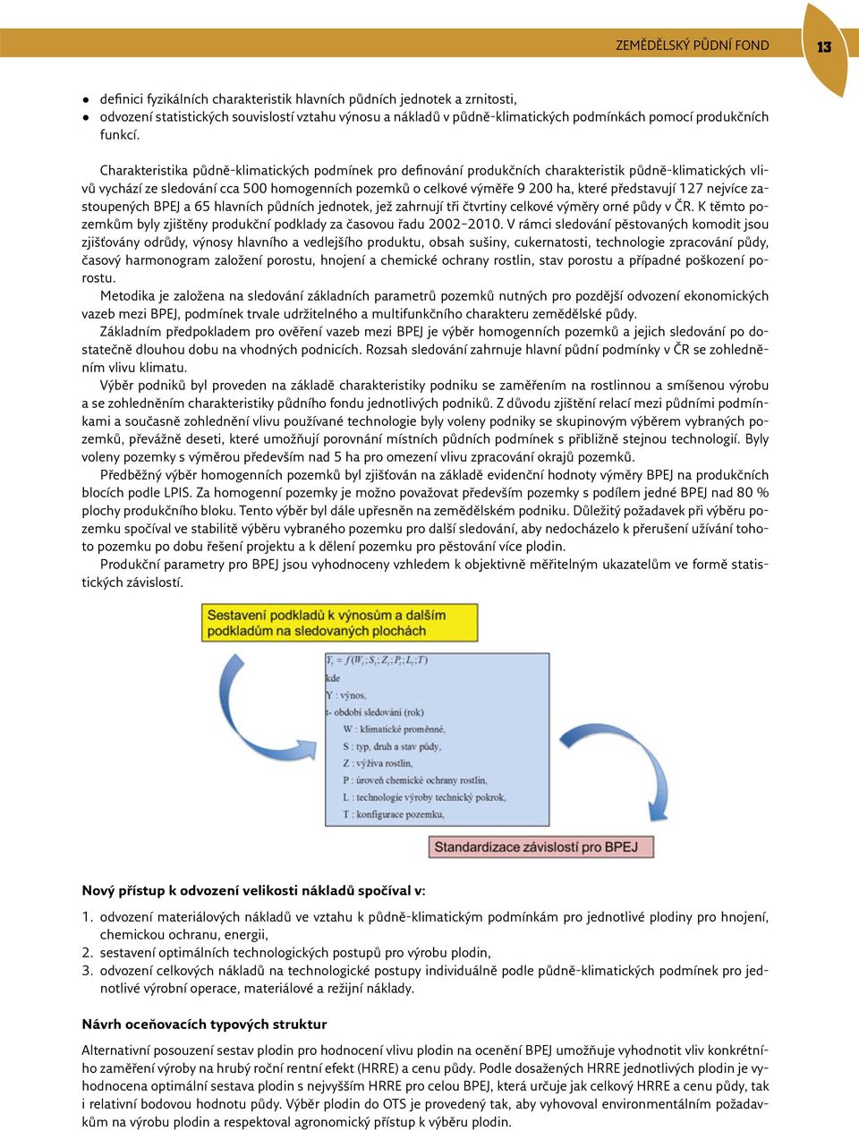 Charakteristika půdně-klimatických podmínek pro definování produkčních charakteristik půdně-klimatických vlivů vychází ze sledování cca 500 homogenních pozemků o celkové výměře 9 200 ha, které