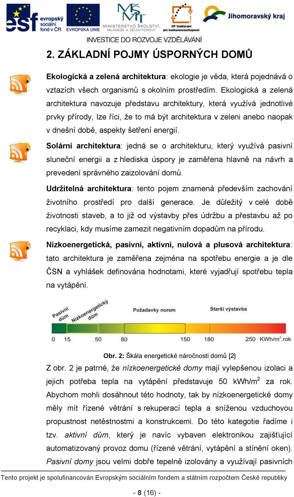 energií. Solární architektura: jedná se o architekturu, který využívá pasivní sluneční energii a z hlediska úspory je zaměřena hlavně na návrh a prevedení správného zaizolování domů.