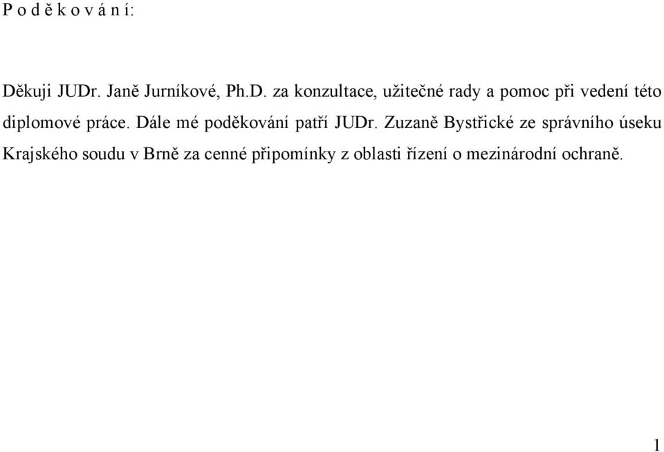 . Janě Jurníkové, Ph.D.