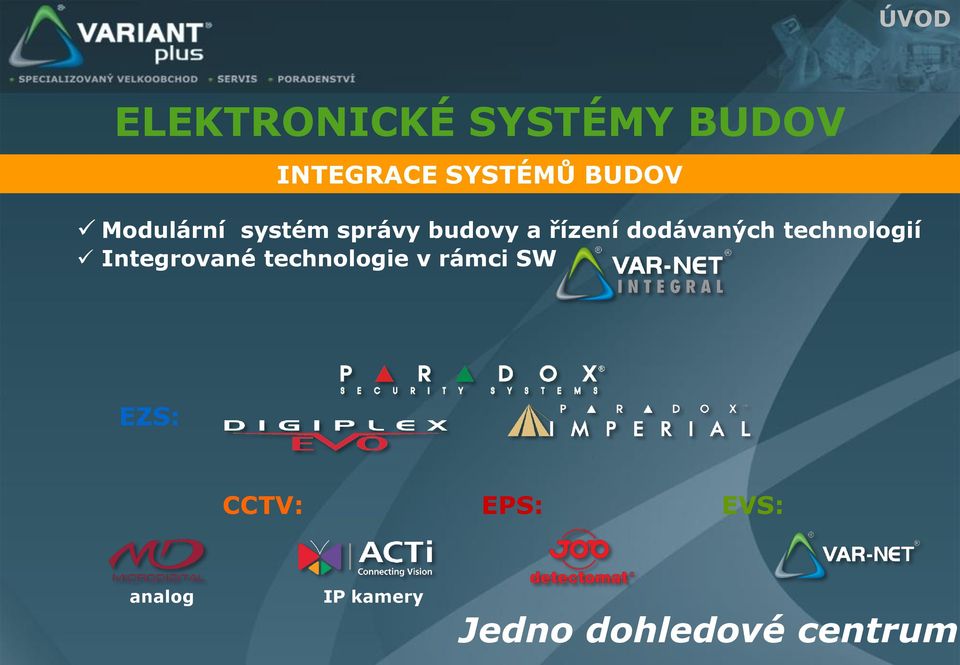 dodávaných technologií Integrované technologie v