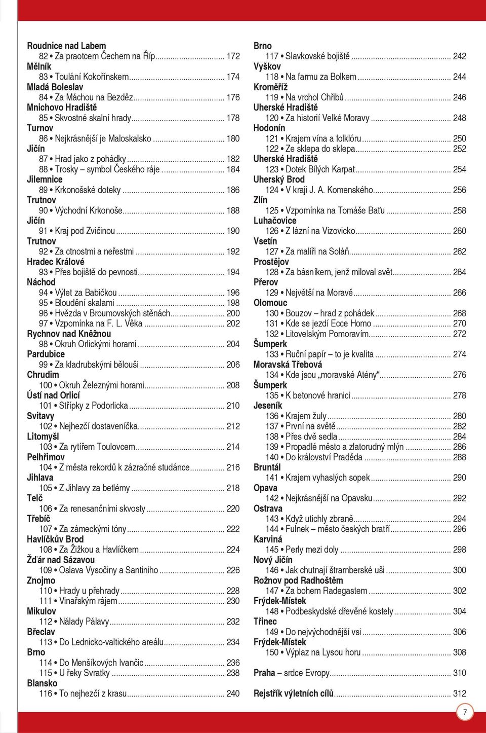 .. 188 Jičín 91 Kraj pod Zvičinou... 190 Trutnov 92 Za ctnostmi a neřestmi... 192 Hradec Králové 93 Přes bojiště do pevnosti... 194 Náchod 94 Výlet za Babičkou... 196 95 Bloudění skalami.