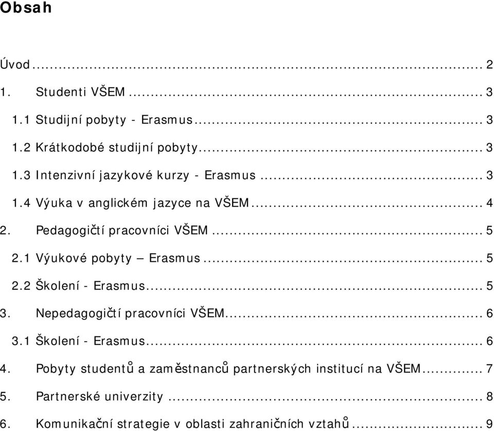 .. 5 3. Nepedagogičtí pracovníci VŠEM... 6 3.1 Školení - Erasmus... 6 4.