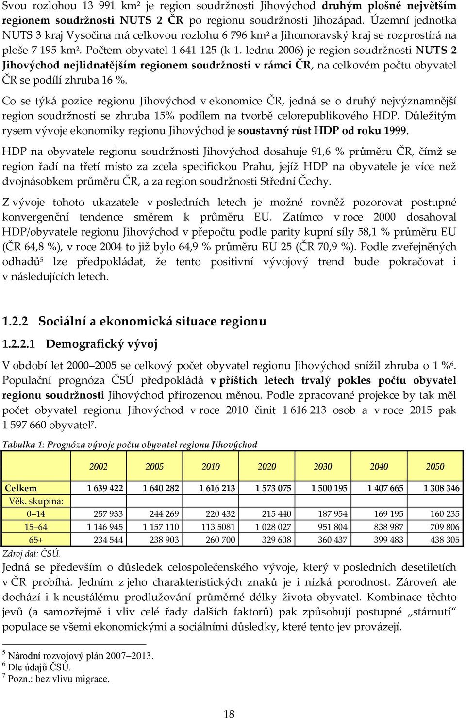 lednu 2006) je region soudržnosti NUTS 2 Jihovýchod nejlidnatějším regionem soudržnosti v rámci ČR, na celkovém počtu obyvatel ČR se podílí zhruba 16 %.