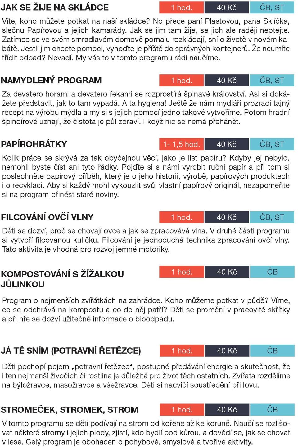 Jestli jim chcete pomoci, vyhoďte je příště do správných kontejnerů. Že neumíte třídit odpad? Nevadí. My vás to v tomto programu rádi naučíme. NAMYDLENÝ PROGRAM 1 hod.