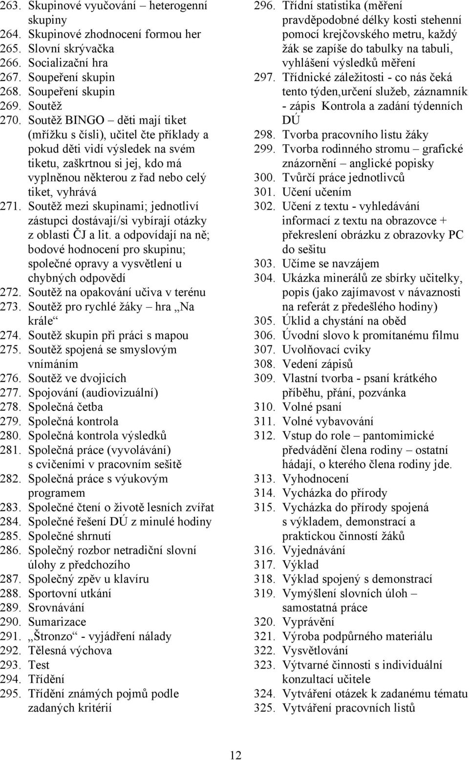 Soutěž mezi skupinami; jednotliví zástupci dostávají/si vybírají otázky z oblasti ČJ a lit. a odpovídají na ně; bodové hodnocení pro skupinu; společné opravy a vysvětlení u chybných odpovědí 272.