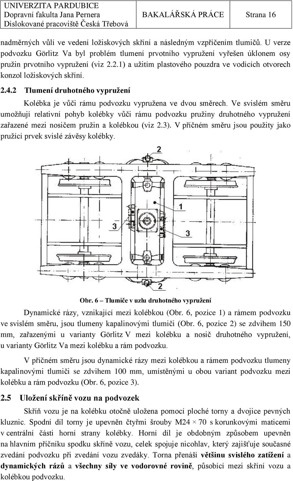 2.4.2 Tlumení druhotného vypružení Kolébka je vůči rámu podvozku vypruţena ve dvou směrech.