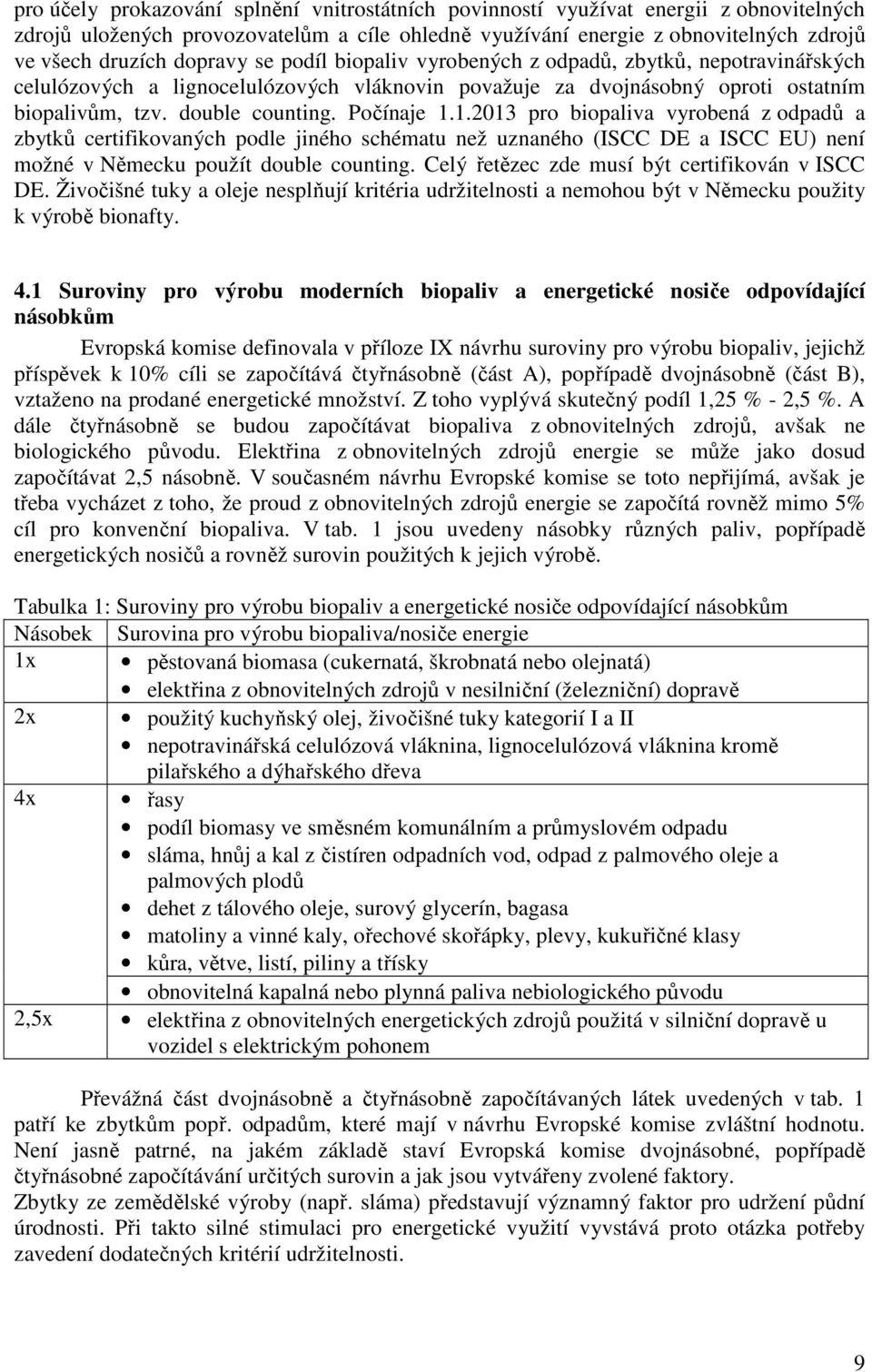 Počínaje 1.1.2013 pro biopaliva vyrobená z odpadů a zbytků certifikovaných podle jiného schématu než uznaného (ISCC DE a ISCC EU) není možné v Německu použít double counting.