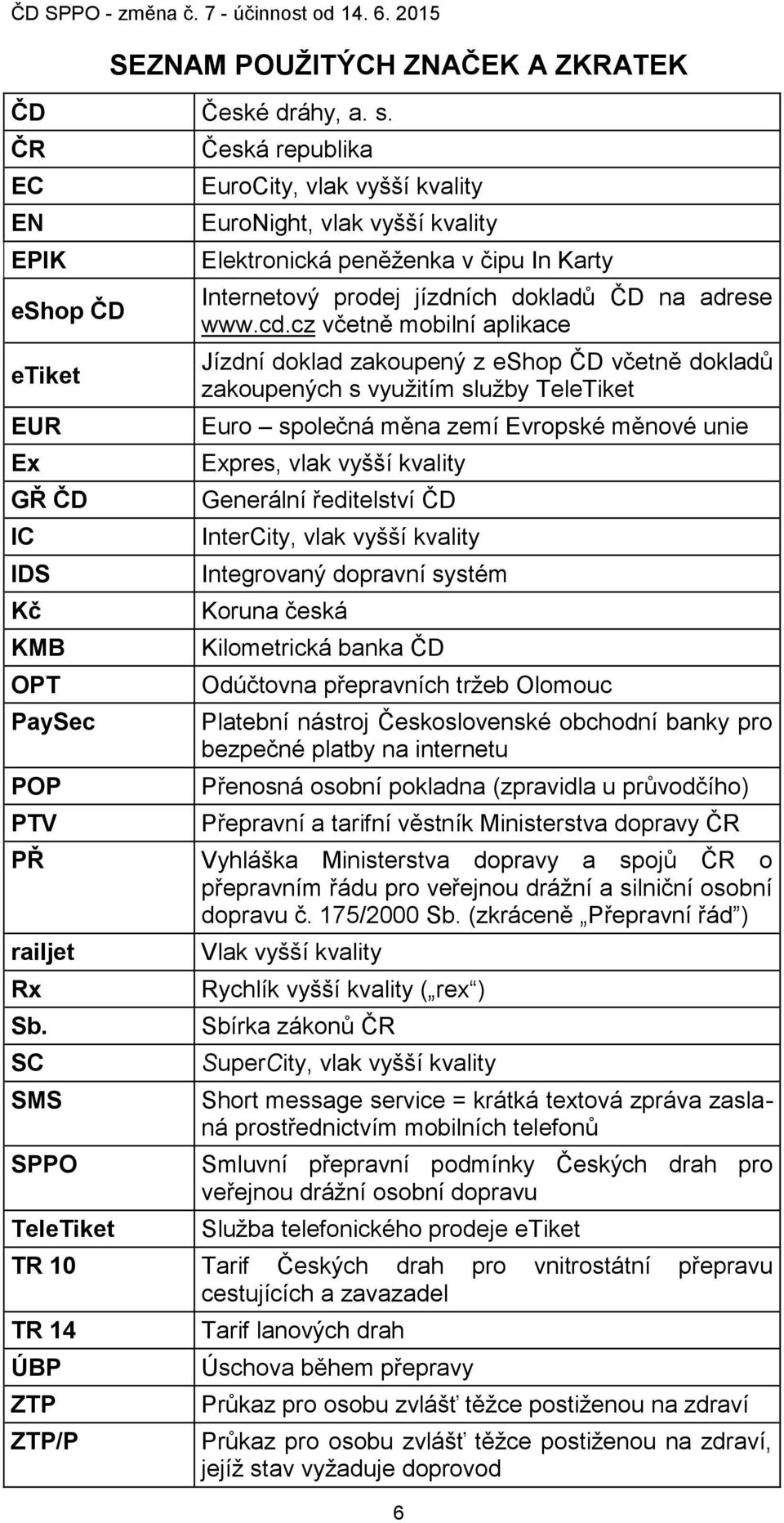 cz včetně mobilní aplikace Jízdní doklad zakoupený z eshop ČD včetně dokladů zakoupených s využitím služby TeleTiket Euro společná měna zemí Evropské měnové unie Expres, vlak vyšší kvality Generální