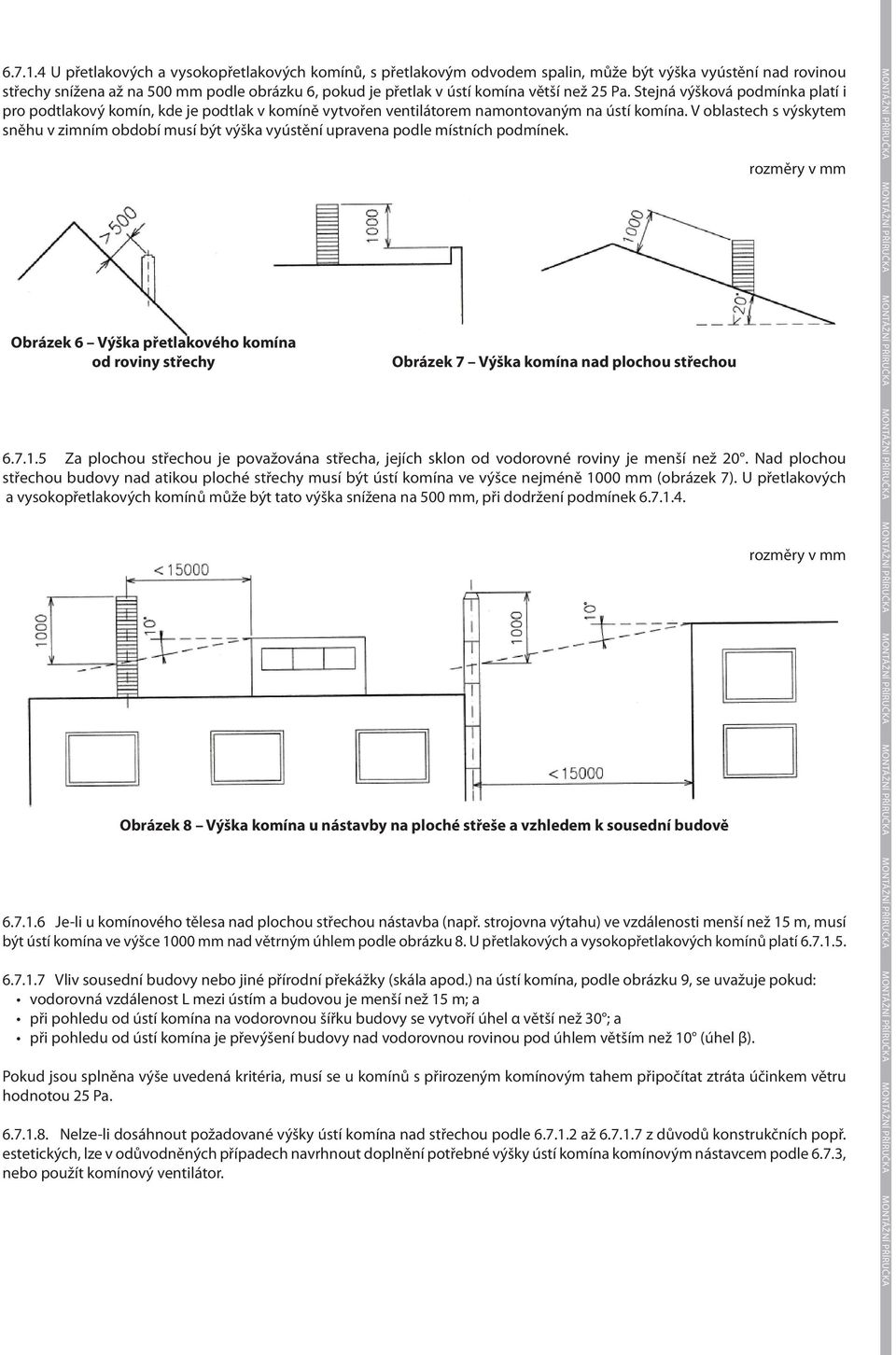 25 Pa. Stejná výšková podmínka platí i pro podtlakový komín, kde je podtlak v komíně vytvořen ventilátorem namontovaným na ústí komína.