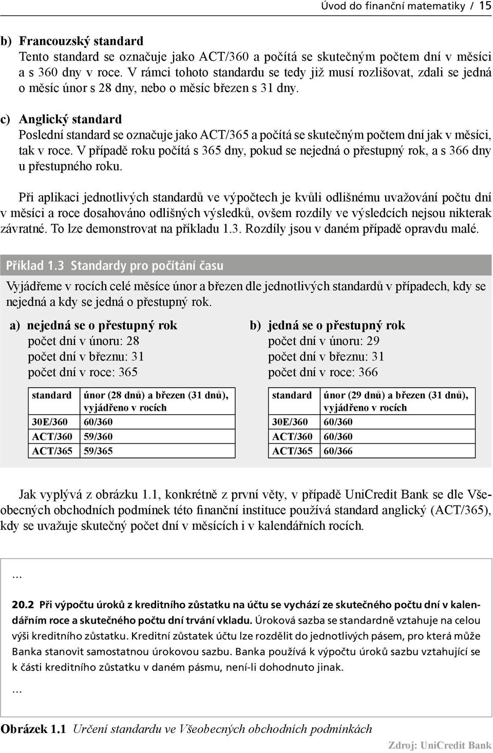 c) Anglický standard Poslední standard se označuje jako ACT/365 a počítá se skutečným počtem dní jak v měsíci, tak v roce.