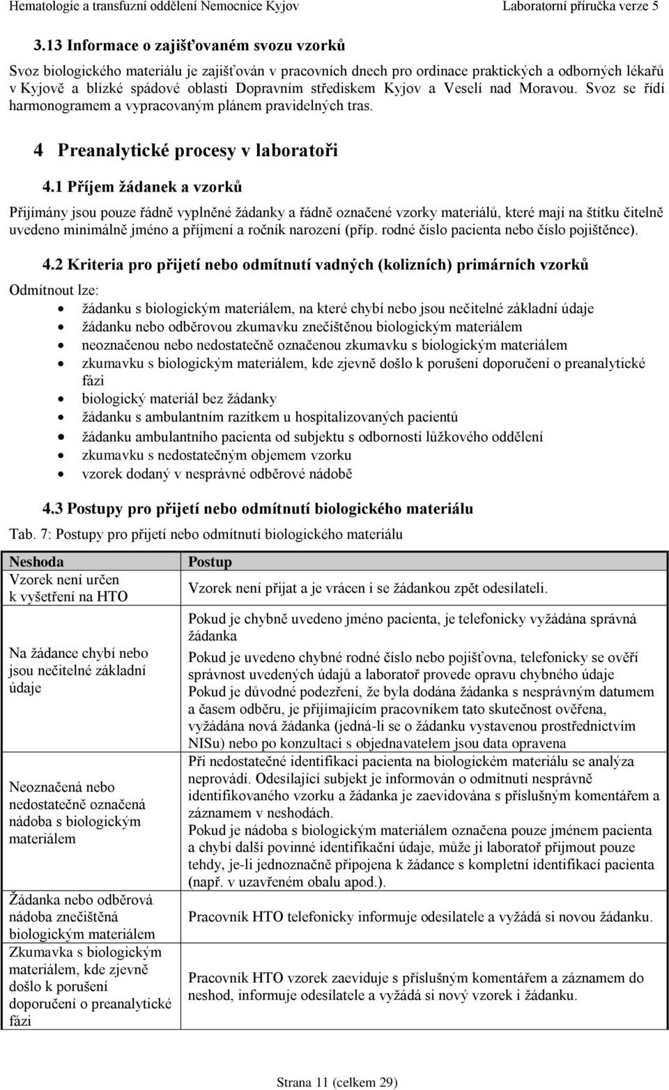 1 Příjem žádanek a vzorků Přijímány jsou pouze řádně vyplněné žádanky a řádně označené vzorky materiálů, které mají na štítku čitelně uvedeno minimálně jméno a příjmení a ročník narození (příp.