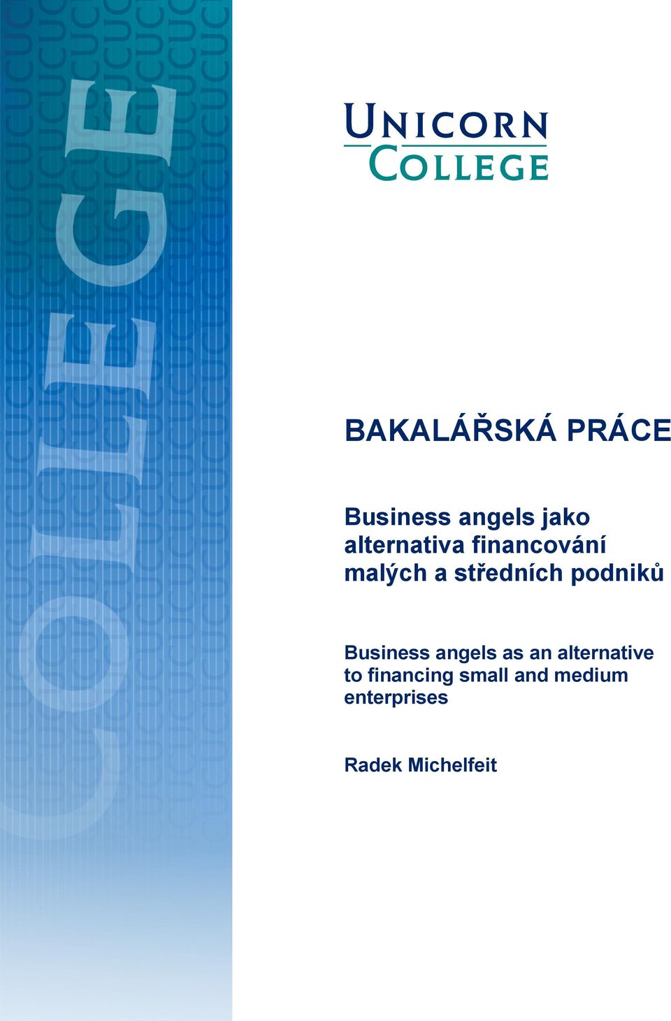 podniků Business angels as an alternative to