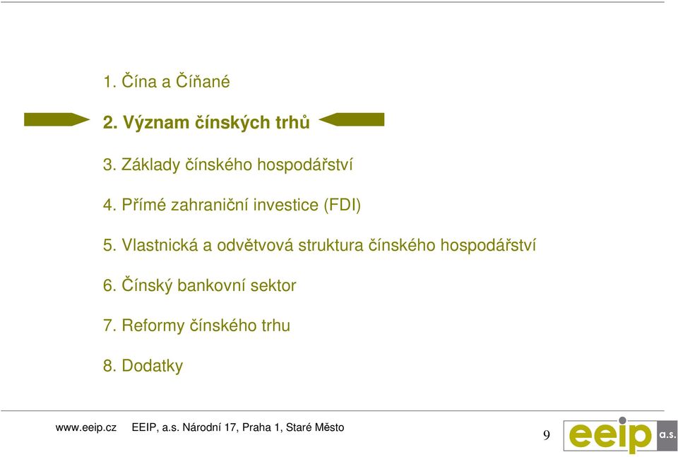 Přímé zahraniční investice (FDI) 5.