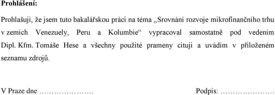 vypracoval samostatně pod vedením Dipl. Kfm.