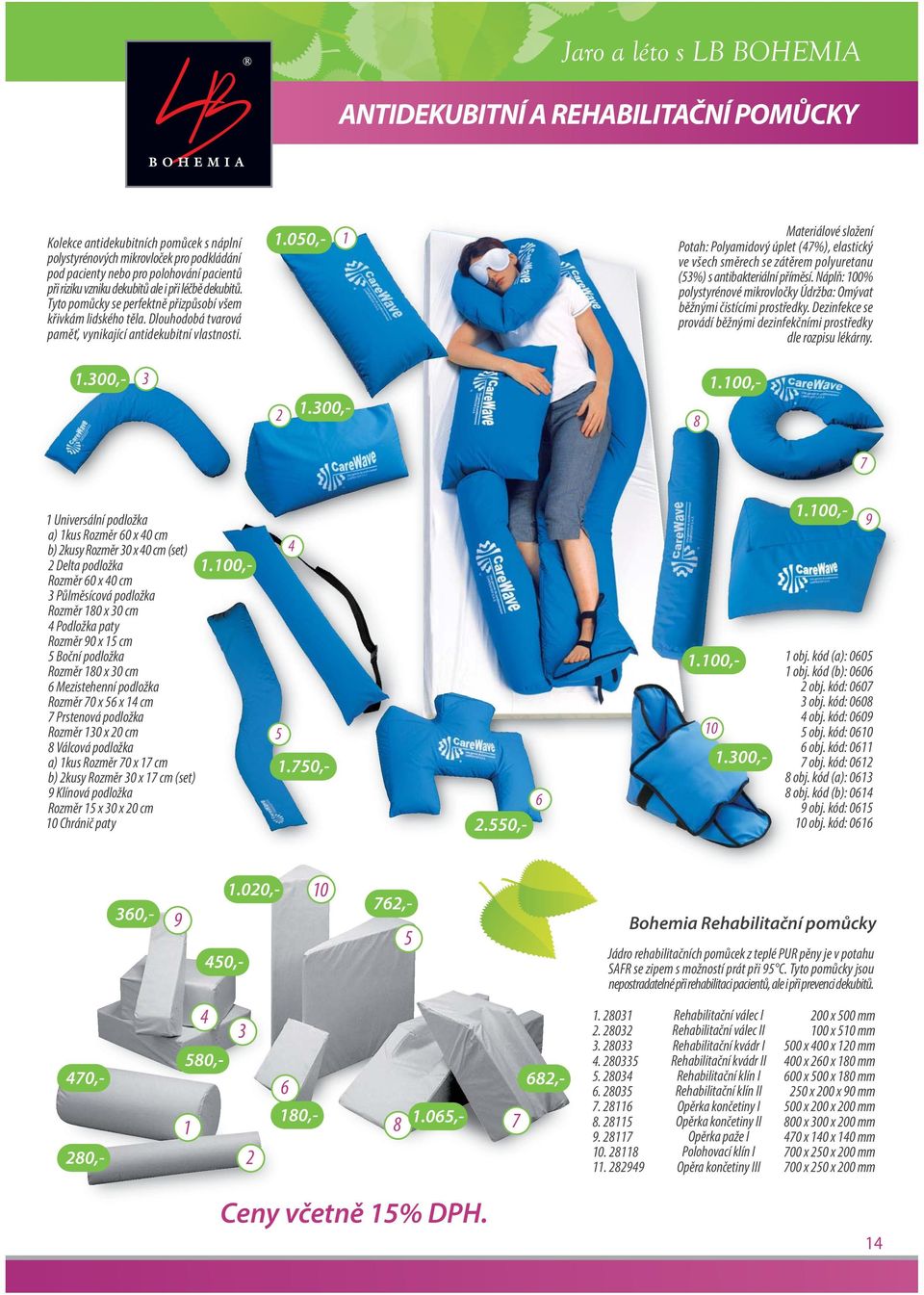 050,- 1 Materiálové složení Potah: Polyamidový úplet (47%), elastický ve všech směrech se zátěrem polyuretanu (53%) s antibakteriální příměsí.