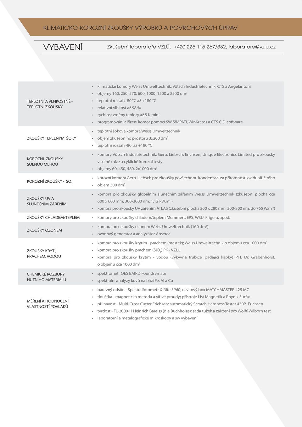 600, 1000, 1500 a 2500 dm 3 teplotní rozsah -80 C až +180 C relativní vlhkost až 98 % rychlost změny teploty až 5 K.min -1 programování a řízení komor pomocí SW S!